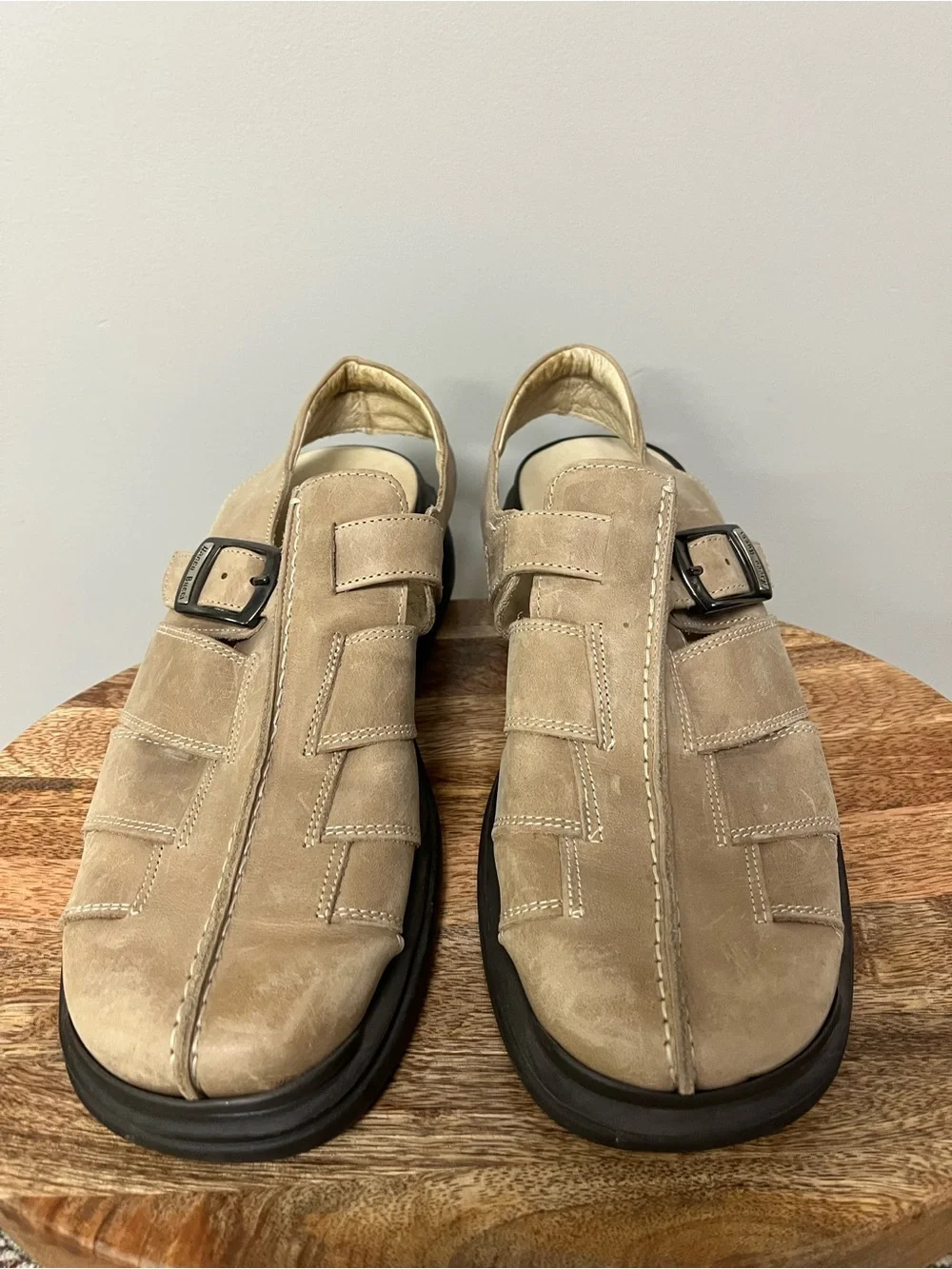 Men's Bacco Bucci Tan Leather Fisherman Sandals - Sz 9D